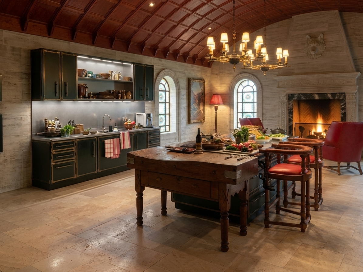 L'Atelier Paris Haute Design Le Classique Noir Matte Kitchen Cabinets with Cook Island