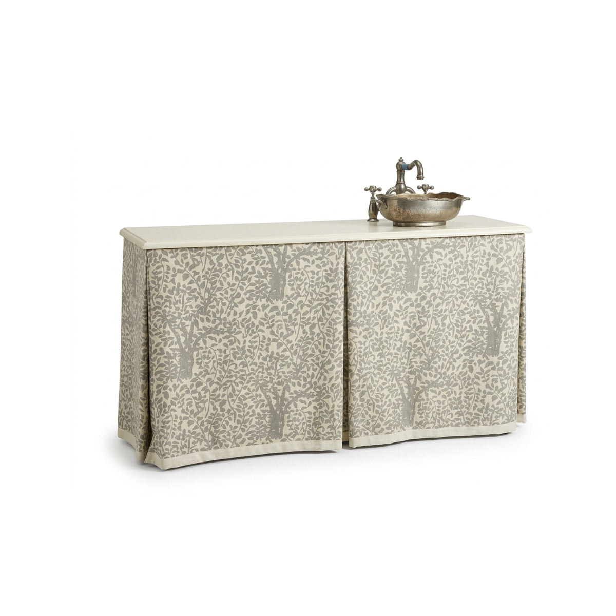 Custom 55" Distressed Wood Vanity with Sink & Faucet