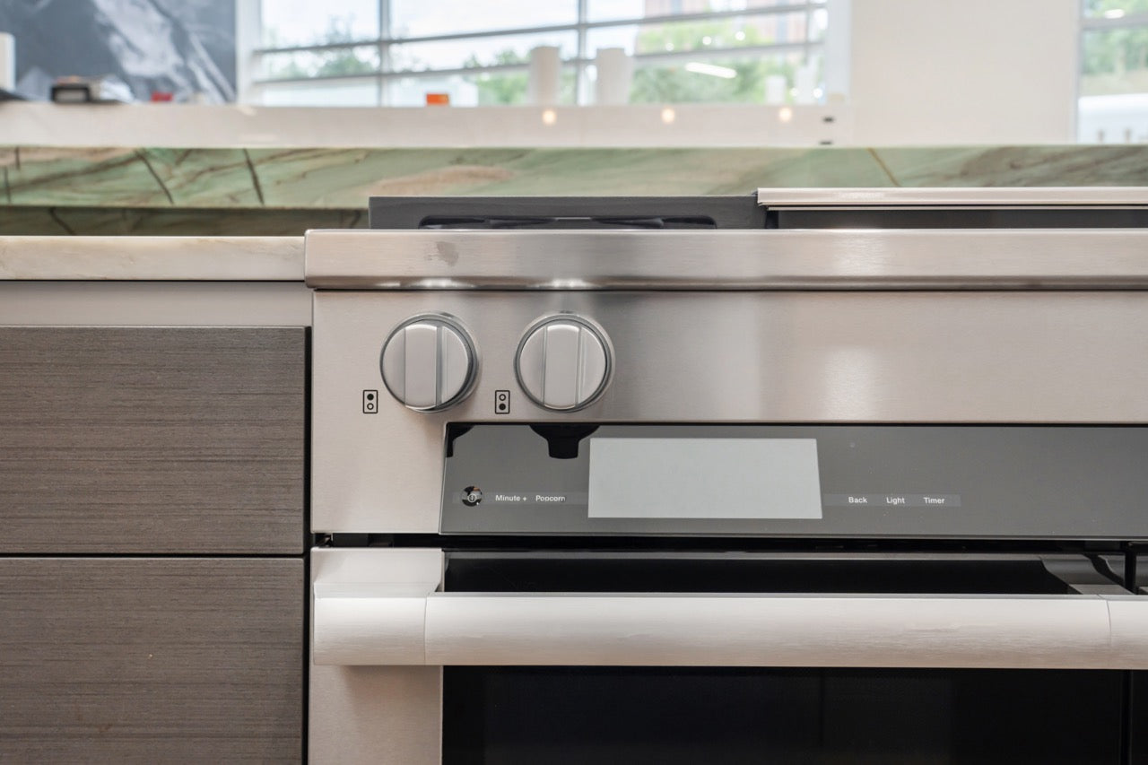 eggersmann Vancouver Wood Veneer Modern Kitchen with Waterfall Island & Miele Appliances