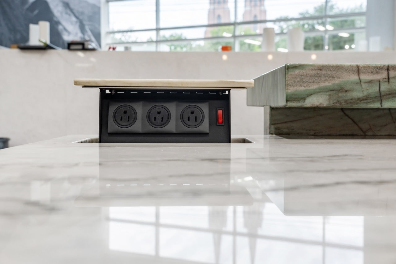 eggersmann Vancouver Wood Veneer Modern Kitchen with Waterfall Island & Miele Appliances