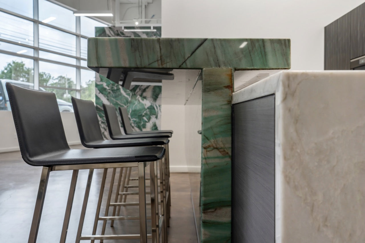 eggersmann Vancouver Wood Veneer Modern Kitchen with Waterfall Island & Miele Appliances