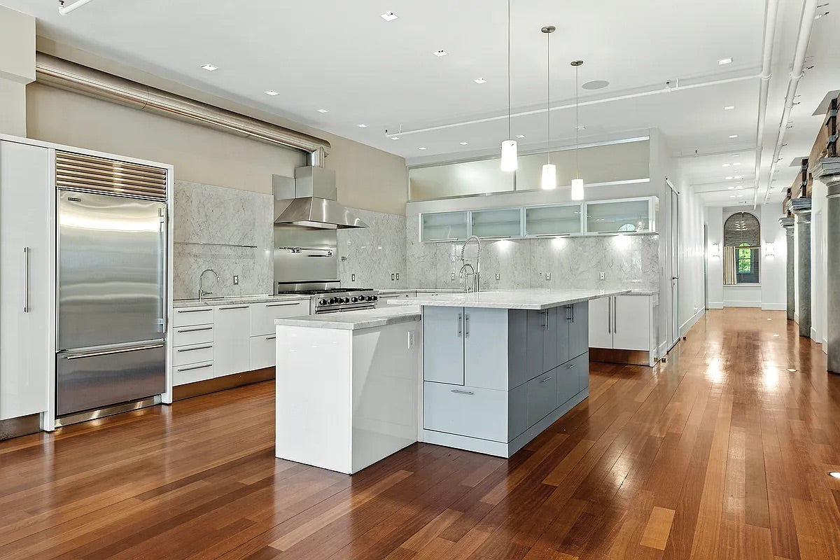 Pessina Cucine Modern Industrial White Kitchen with Island & Viking Appliances