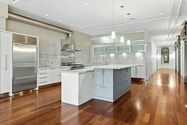 Pessina Cucine Modern Industrial White Kitchen with Island & Viking Appliances