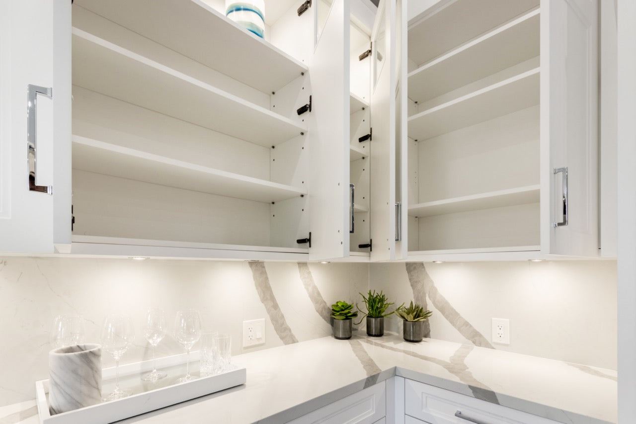 Irpinia Transitional White Kitchen with Island, Quartz Countertops and Miele Appliances