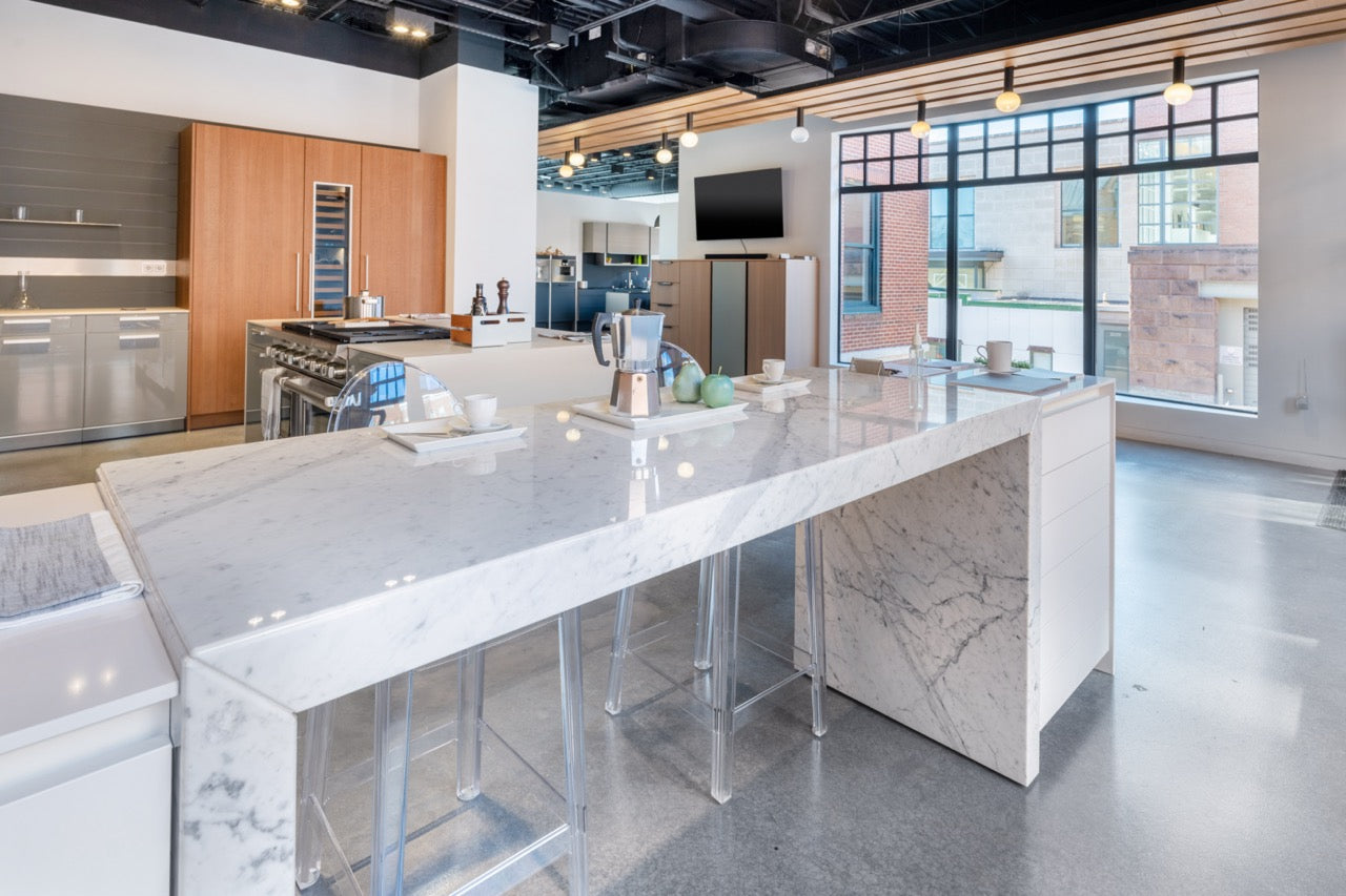 Poggenpohl Segmento Modern White & Wood Veneer Kitchen with Miele Appliances