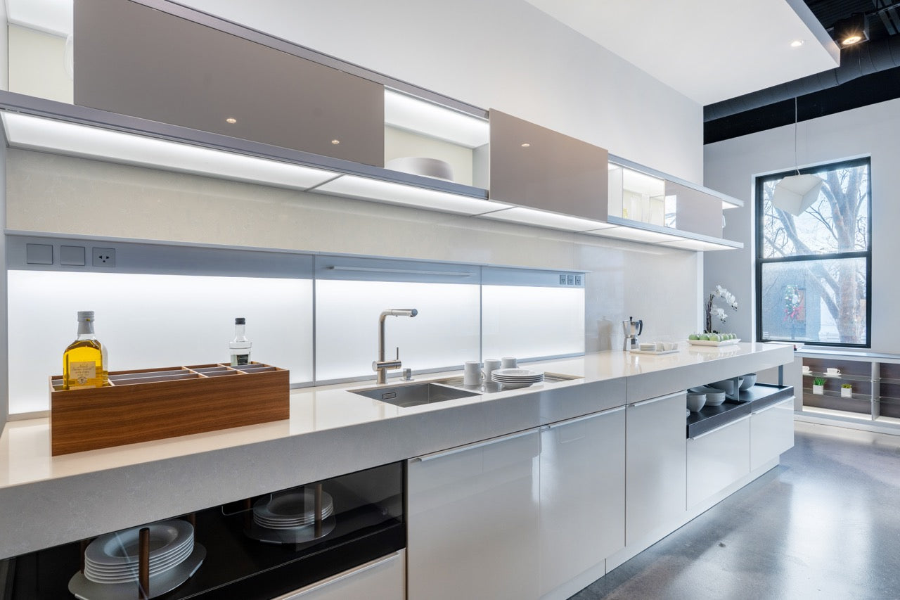 Poggenpohl Plus Modo Modern Black and White Kitchen with Island and Wolf & Sub-Zero Appliances