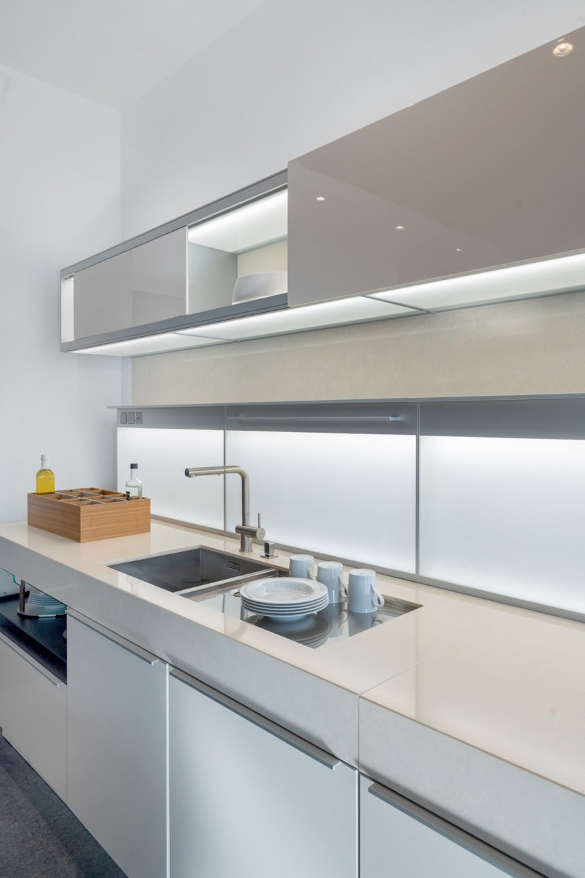 Poggenpohl Plus Modo Modern Black and White Kitchen with Island and Wolf & Sub-Zero Appliances