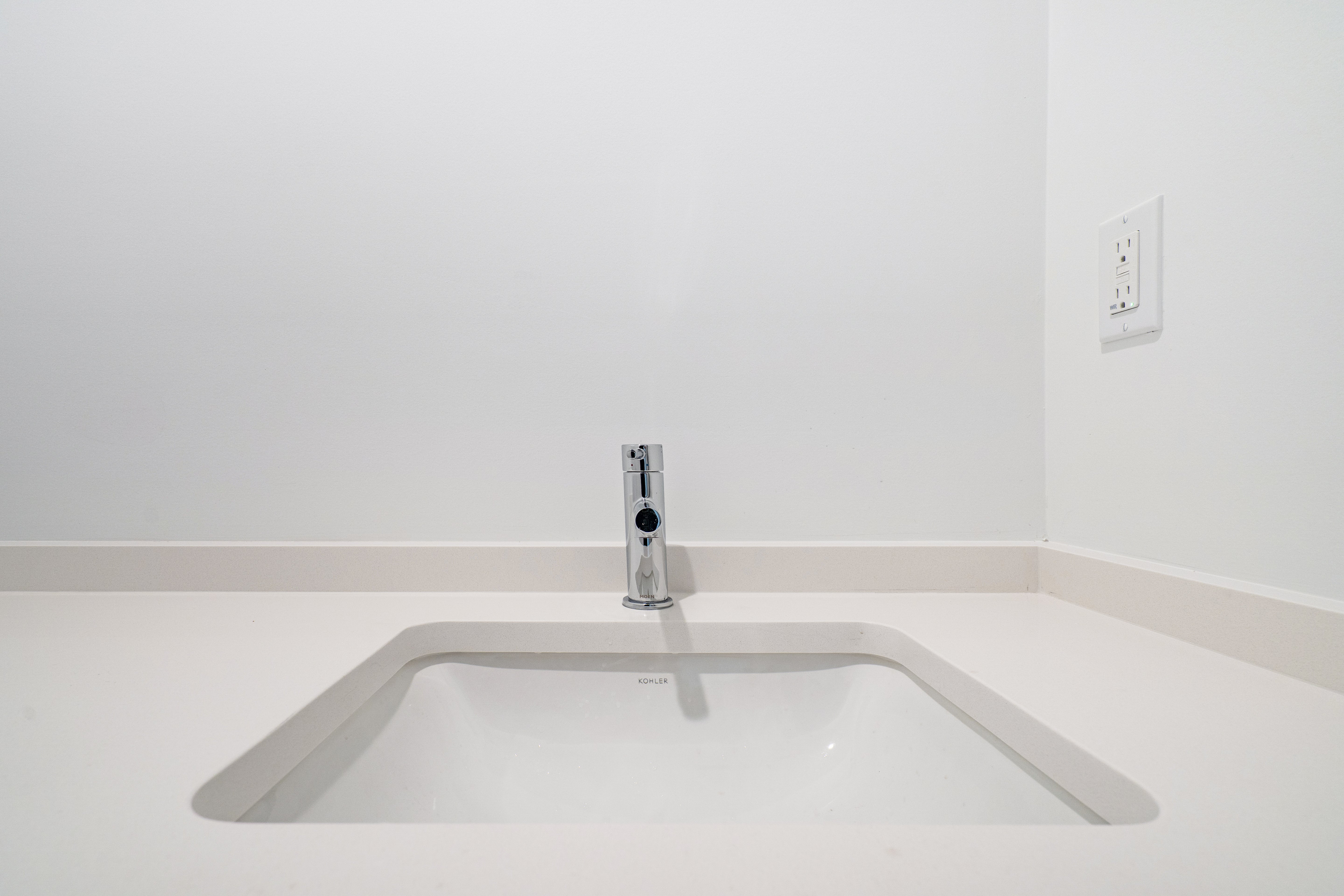 Custom transitional 66 in single bathroom vanity with natural wood texture