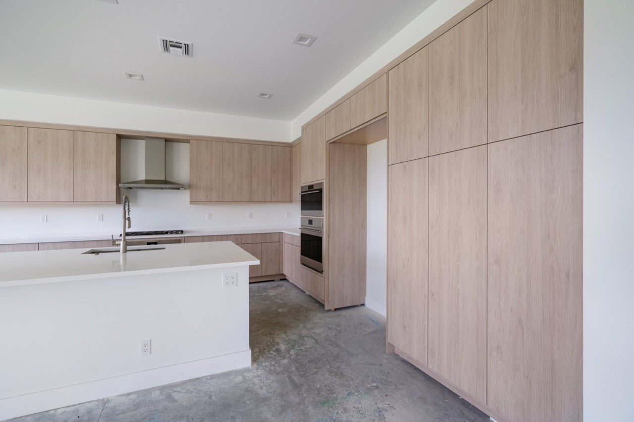Cabico Sandy Oak Transitional Kitchen with Island & Wolf Appliances