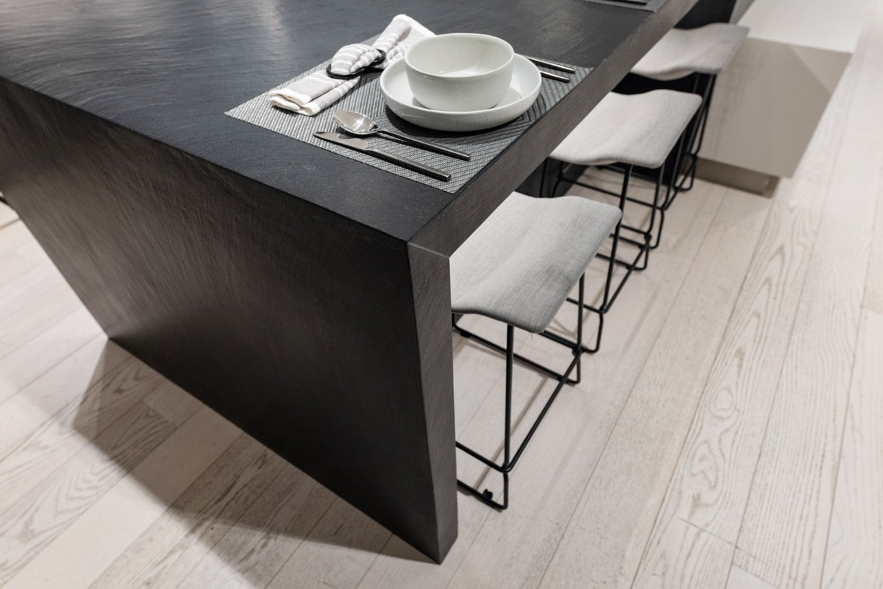 DOCA Modern Wood Veneer Black Kitchen with Island & Appliances