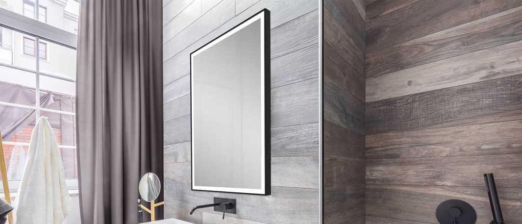 GlassCrafters Chelsea Collection 24" x 30" Illuminated Black Framed Bathroom Wall Mirror