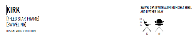 eggersmann KFF Kirk Swivel Amrchairs with Aluminum Seat Shell and Leather Inlay