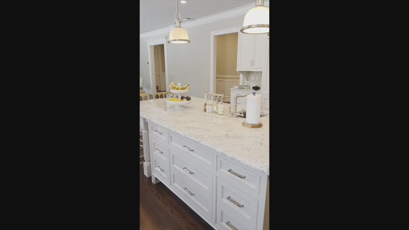"The Berkley" Transitional White Kitchen with Island and 60" Wolf Range