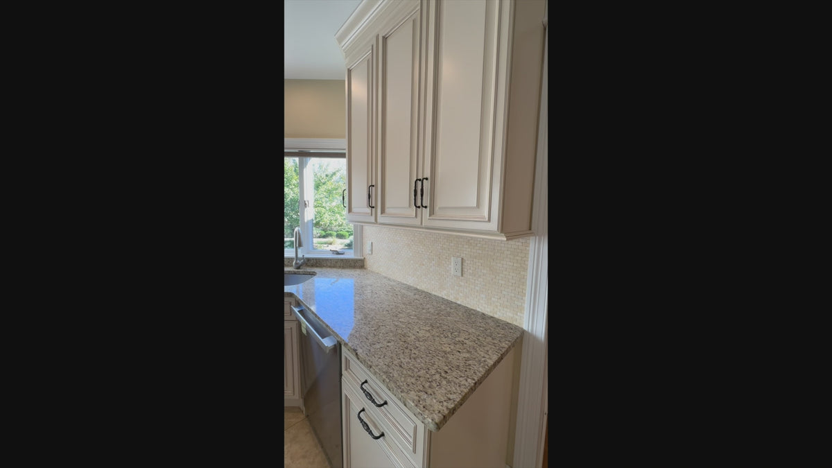 Load video: High-end showroom display complete kitchen package in off-white finish