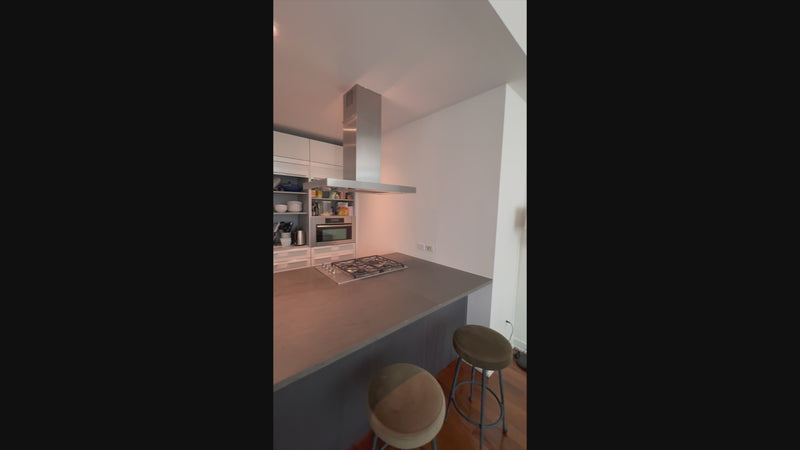 Bulthaup modern gray and white custom European kitchen suite with Miele appliances