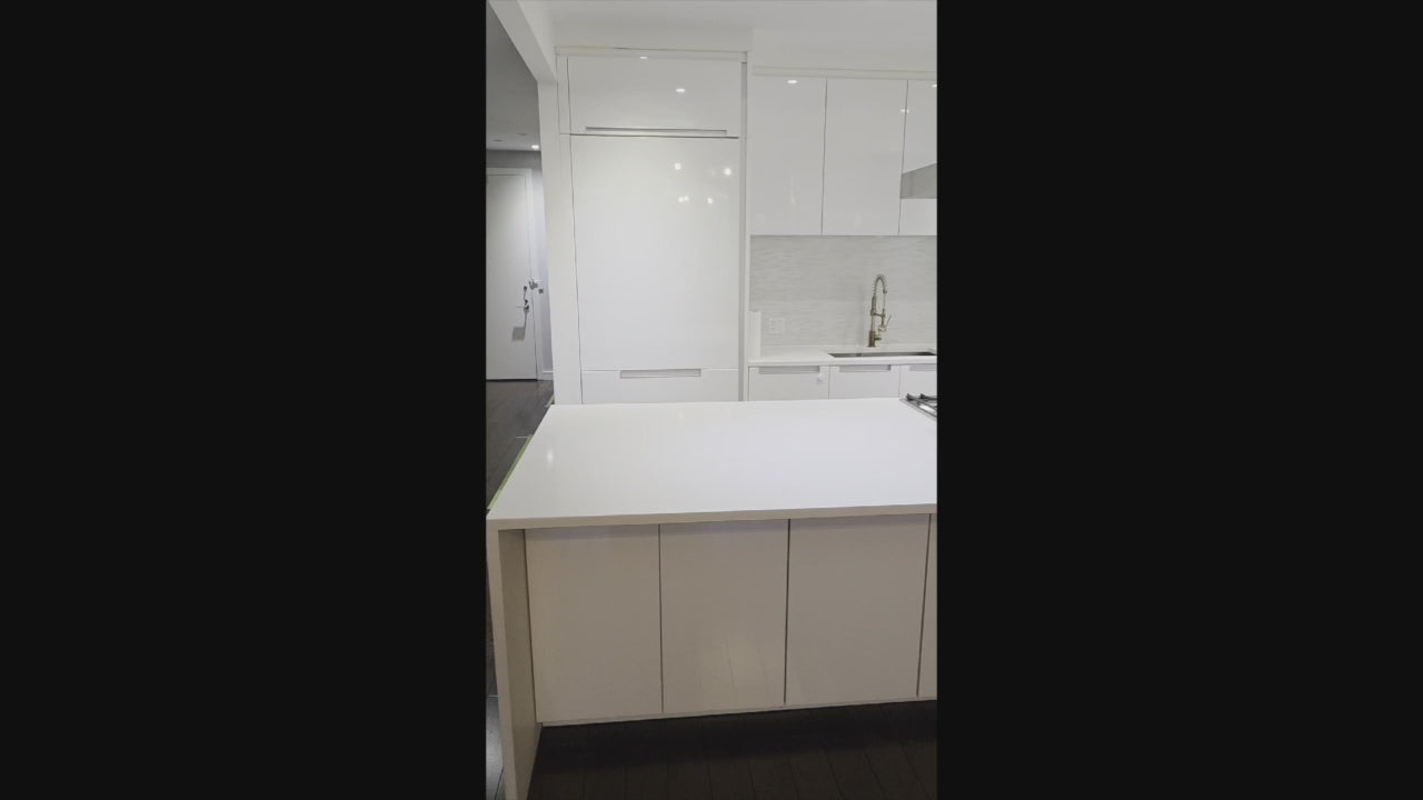 Load video: Poggenpohl Modern White Lacquered Kitchen with Appliances