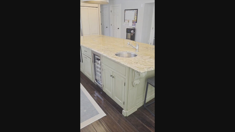 Custom Traditional Two-Tone Distressed Kitchen with Granite Countertops, Island and Appliances