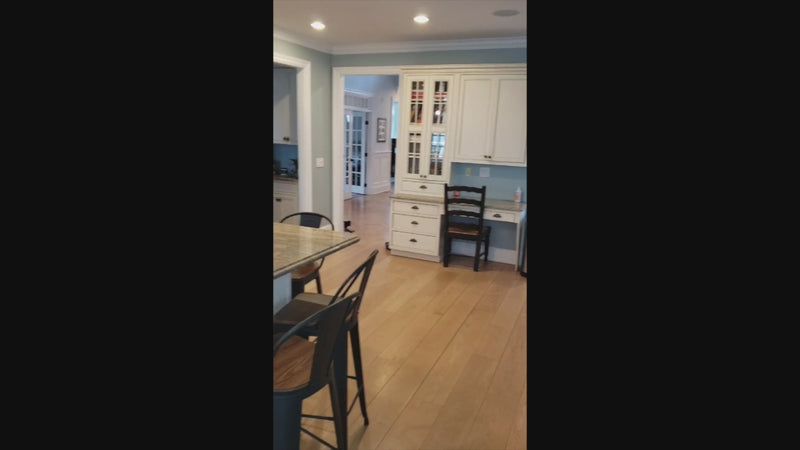 Omega Traditional Light Cream Kitchen with Island, Desk Area and Sub-Zero & Wolf Range