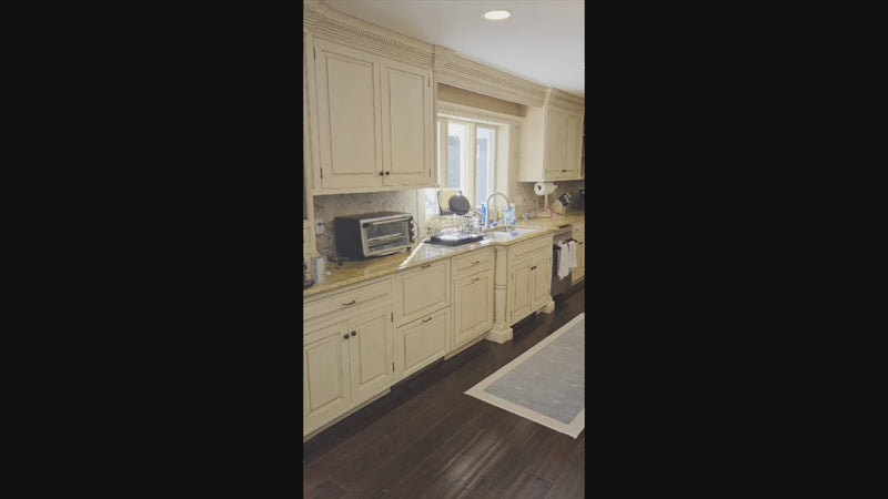 Custom Traditional Two-Tone Distressed Kitchen with Granite Countertops, Island and Appliances