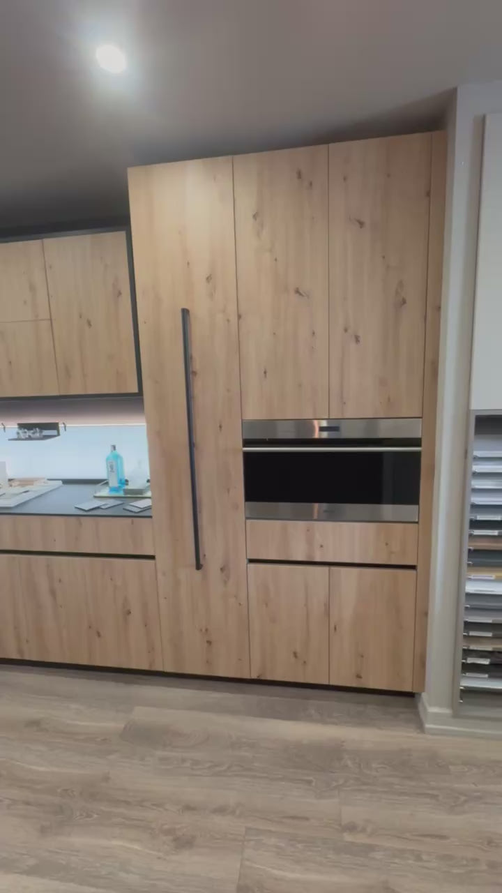 copatlife Modern Textured Wood Look Dry Bar with Wolf Microwave Oven