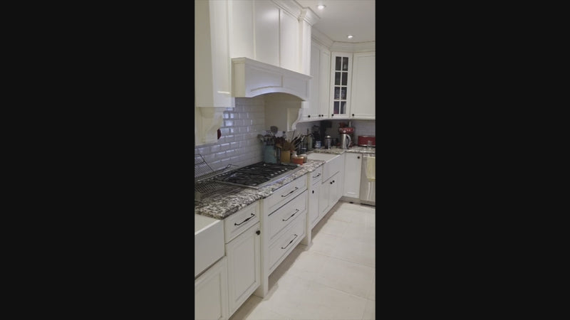 Candelight Traditional Off White Kitchen with Island and Monogram Appliances