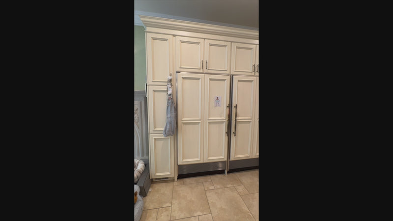 Complete luxury light cream raised panel kitchen cabinetry package with island