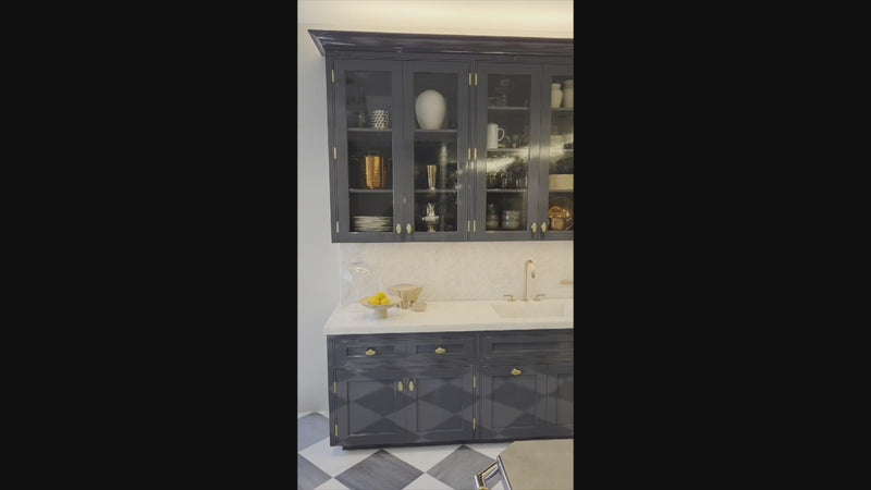 St. Charles Transitional Slate Gray Butler's Pantry Wall with Cristallo White Quartzite Countertops