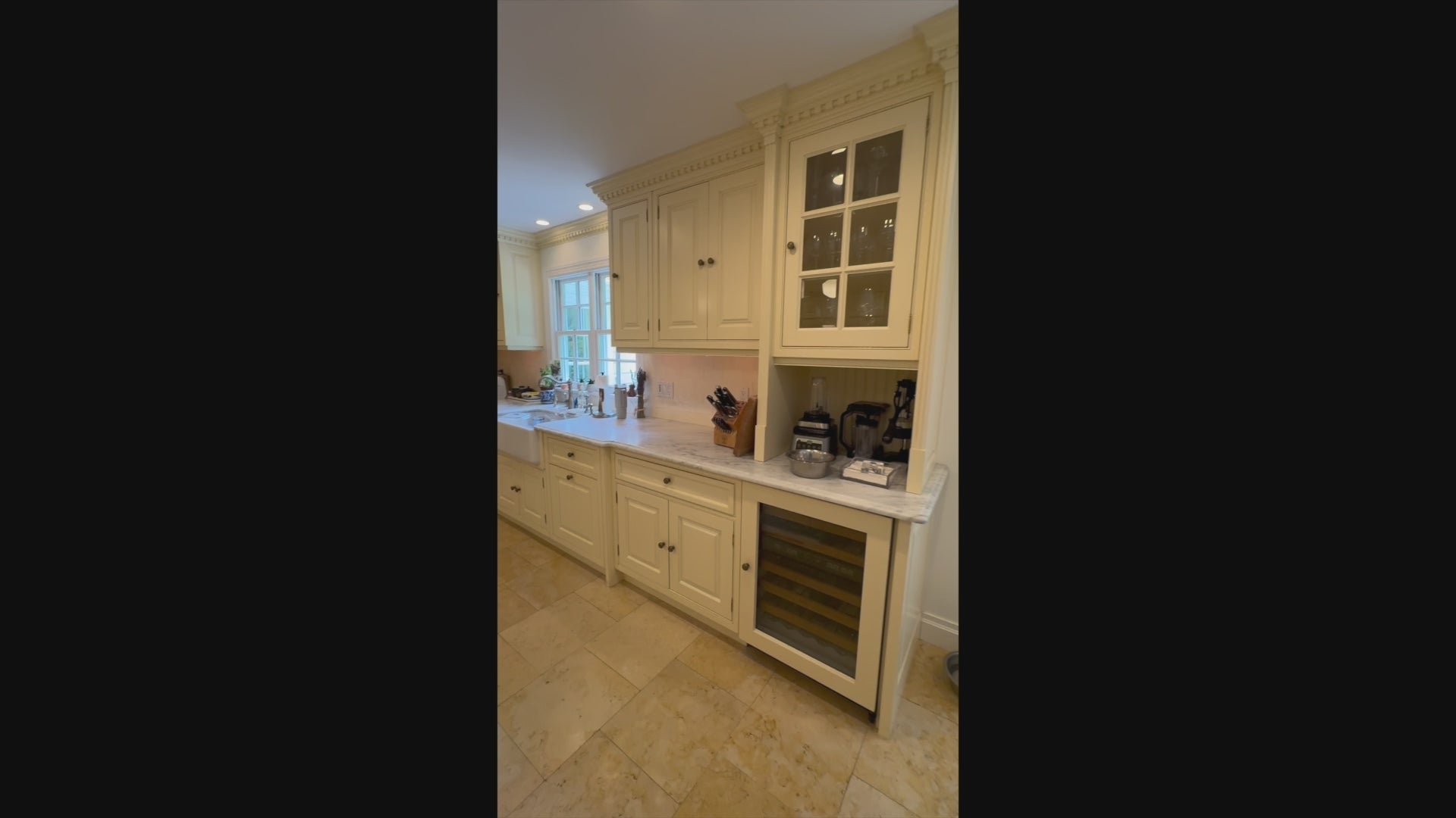 Load video: Cuisine André Julien traditional mannequin cream kitchen suite with island