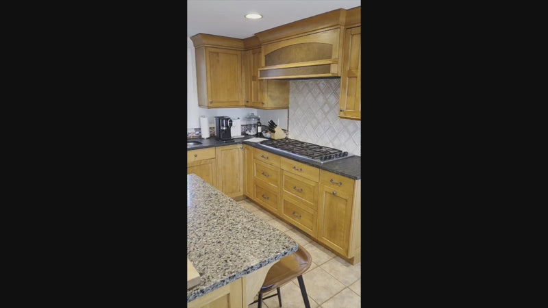 Custom Transitional Wooden Kitchen with Island, Granite Countertops and 48" Sub-Zero Refrigerator
