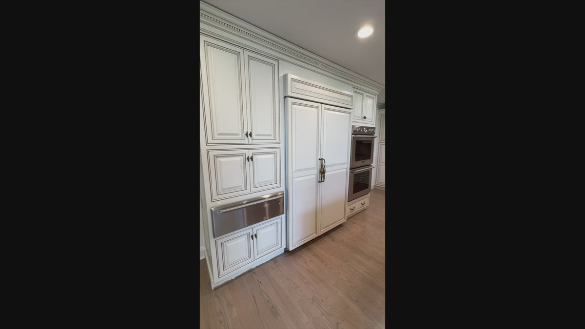 Load video: High-end architectural estate kitchen suite with professional appliances
