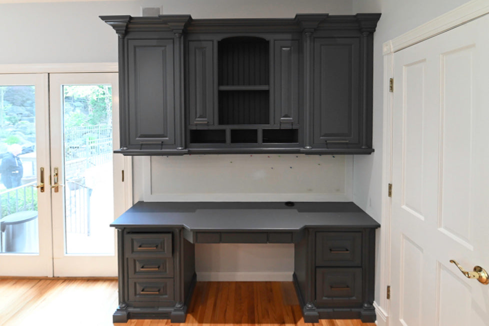"The Montgomery" Transitional Santorini Blue Built-In Desk