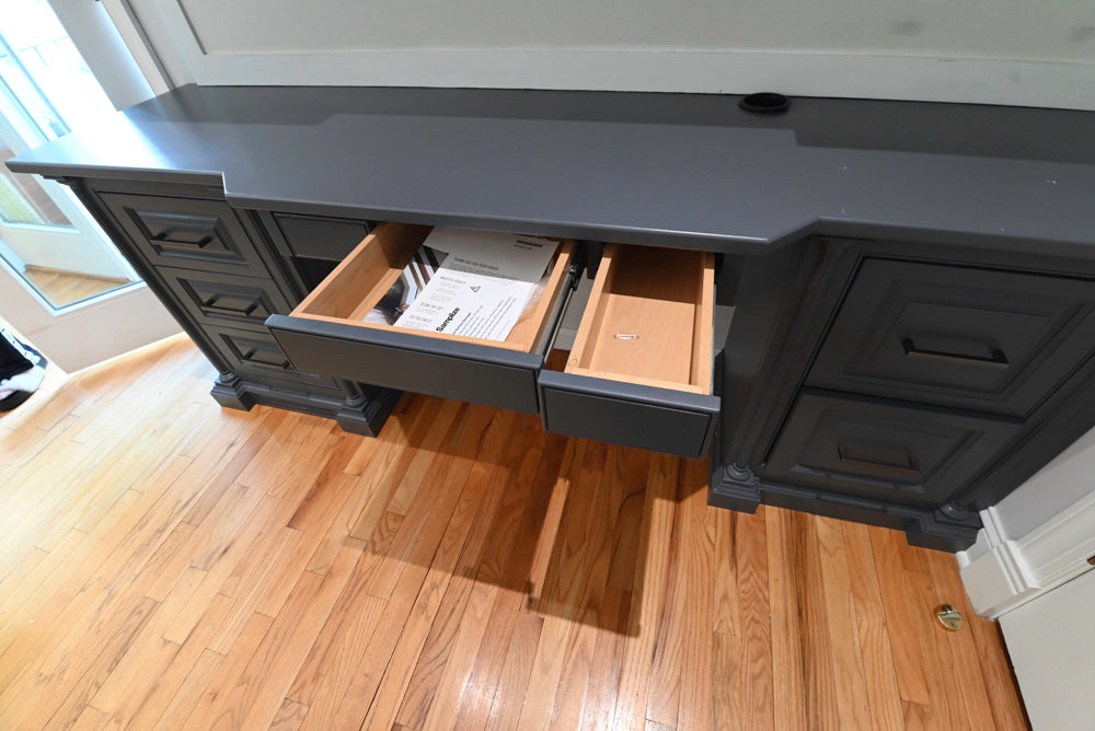 "The Montgomery" Transitional Santorini Blue Built-In Desk