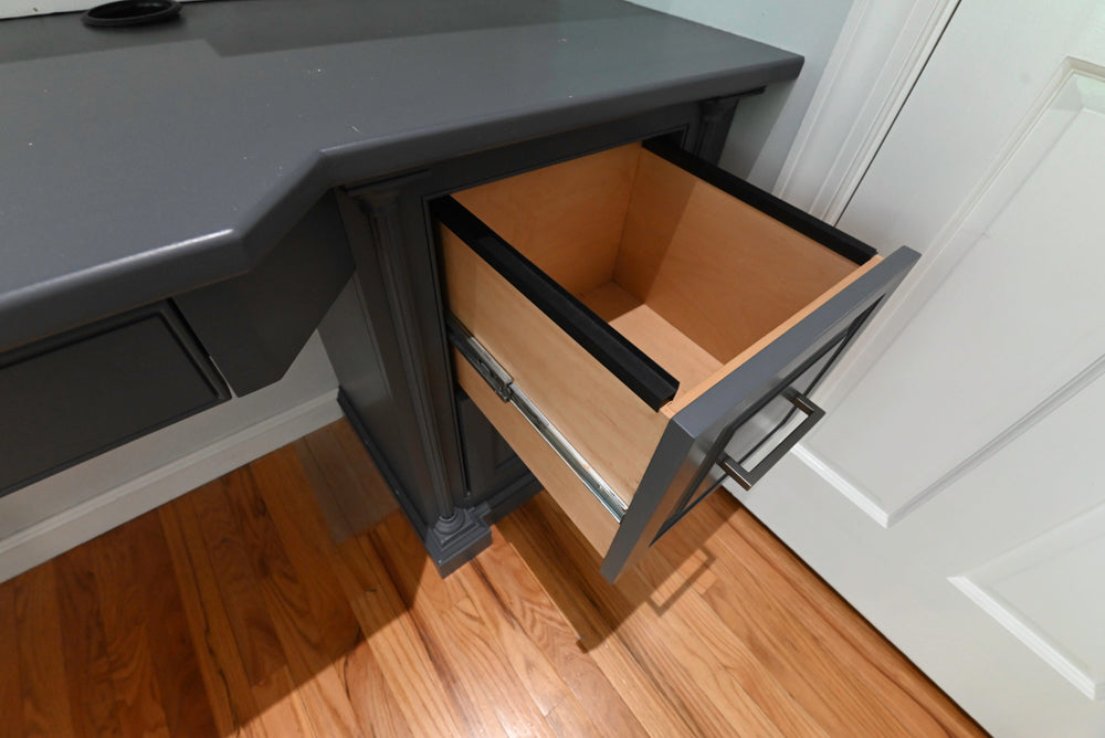 "The Montgomery" Transitional Santorini Blue Built-In Desk